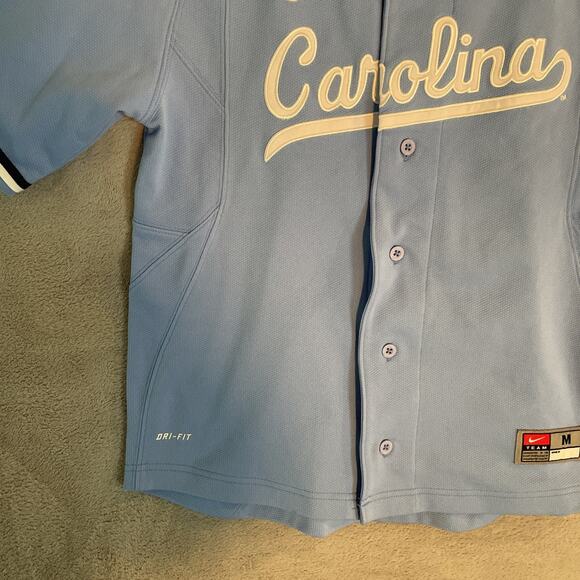 North Carolina Team Issued Baseball Jersey Shirt Nike Tar Heels Medium Blue - Picture 4 of 7